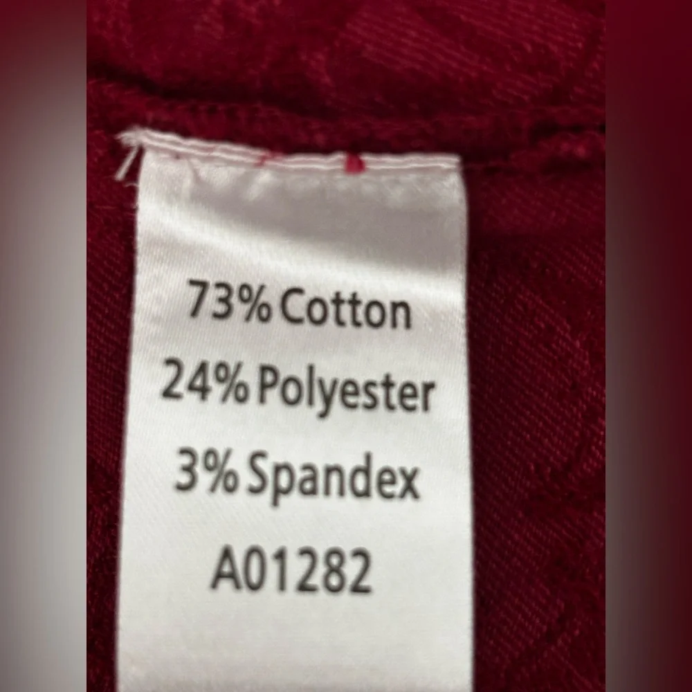 Appleseed’s Red Wine Buttoned Jacket Plus Size 18 Petite Jaquard Pattern Stretch
